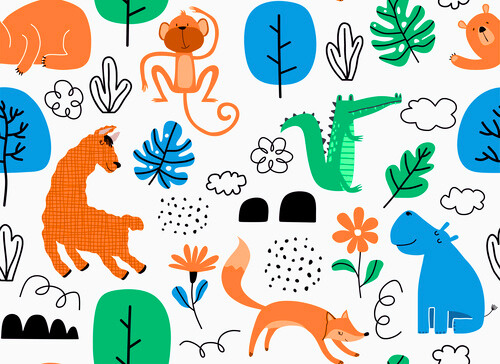 Vector seamless pattern of animals free download