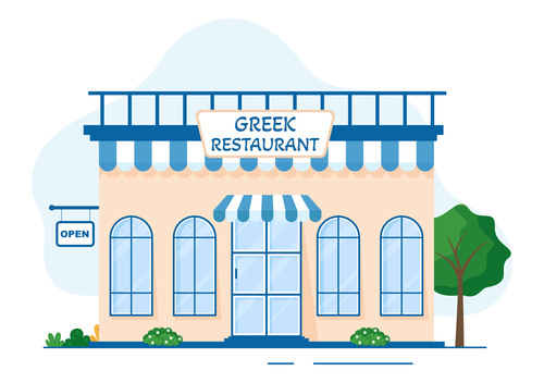 Outdoor scene greek restaurant vector free download