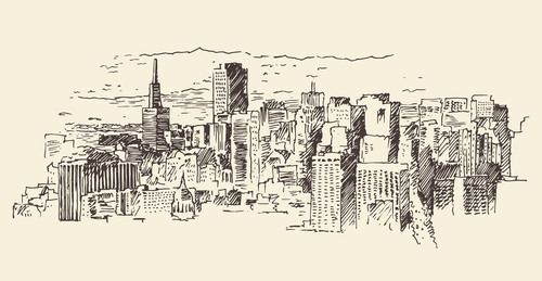 San francisco big city architecture vintage engraved vector free download
