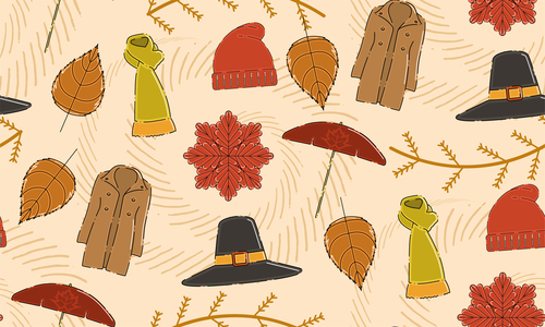Autumn seamless pattern background with seasonal clothes vector free download