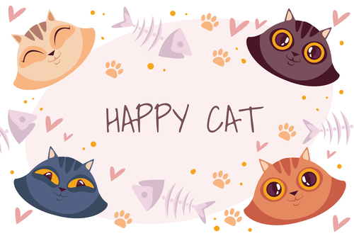 Cute smiling cats characters illustration vector free download