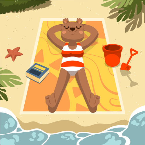 Sunlight bath bear vector free download