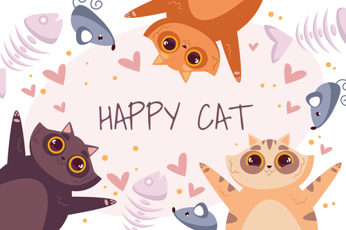Happy cat illustration vector free download