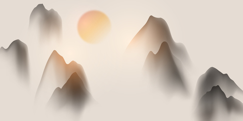 Appreciate the Chinese ink painting mountain vector free download