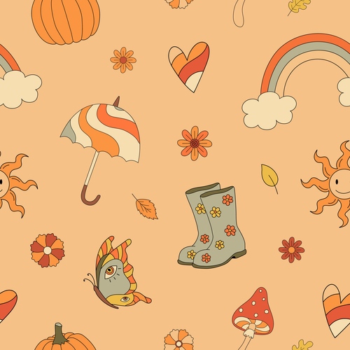 Umbrella rain boots and other seamless cartoon patterns vector free download