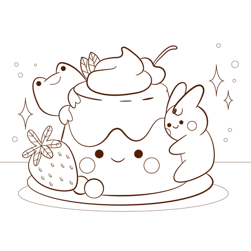 Cake hand drawn coloring book vector free download
