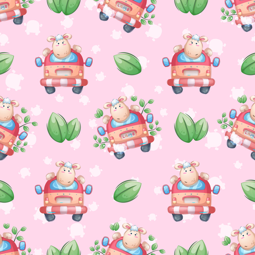Seamless sheep pattern background vector free download
