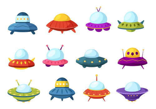 Various UFO illustration vectors free download