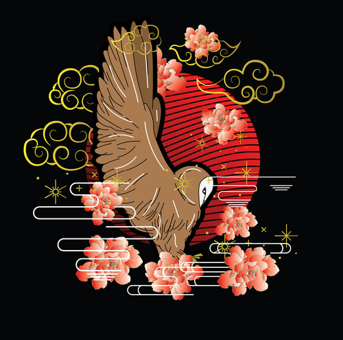 Hình minh họa cú với vector sự kiện Kaijun phong cách Nhật Bản