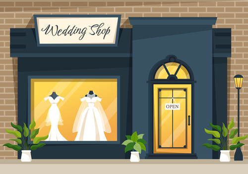Show the wedding dress vector displayed in the window free download