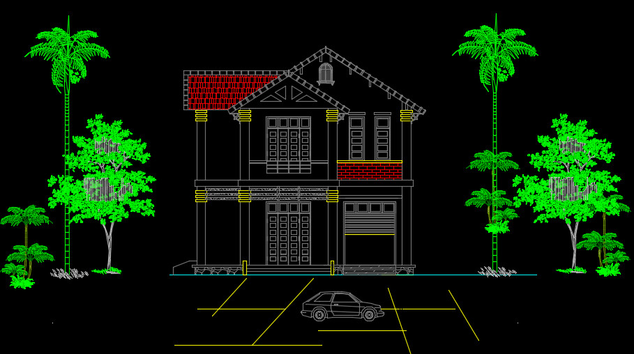 Download bản vẽ cad nhà 2 tầng mái thái 15x7.6m, bản vẽ đẹp 2024