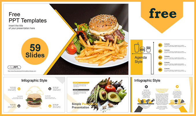 Mẫu Powerpoint burger miễn phí với khoai tây chiên hình dạng dễ dàng chỉnh sửa