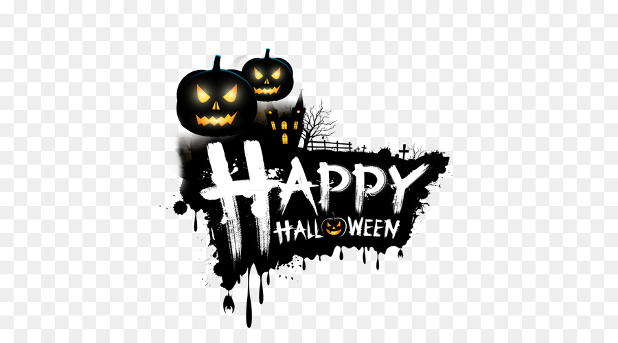 Bí ngô bóng đêm và chữ Happy Hallowen