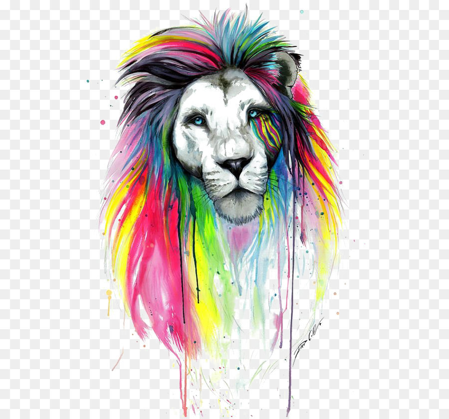 Đầu sư tử vẽ bằng màu nước