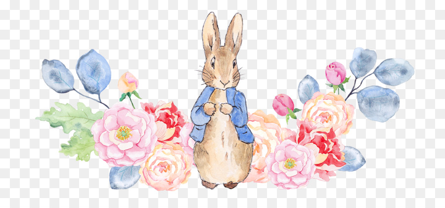 Hình png thỏ và hoa hồng
