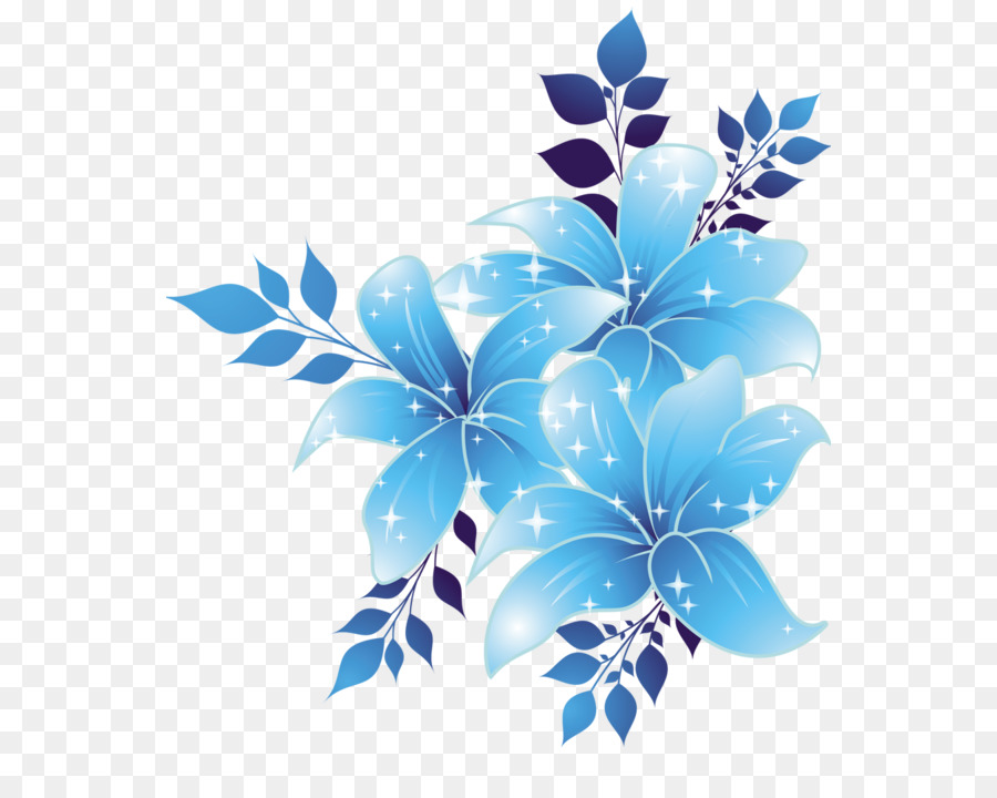 Hình png hoa xanh màu nước