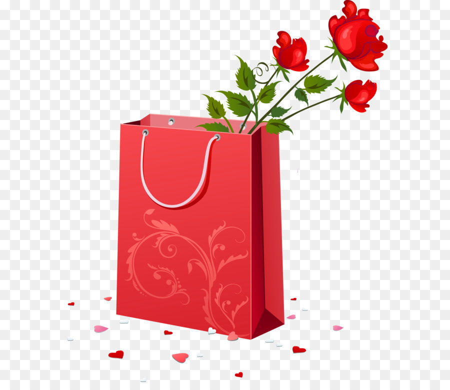 Hình png giỏ quà và hoa hồng