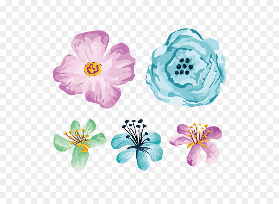 Hình png những bông hoa vẽ bằng màu nước