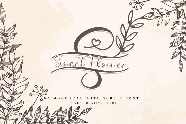 Font đám cưới sweet flower monogram