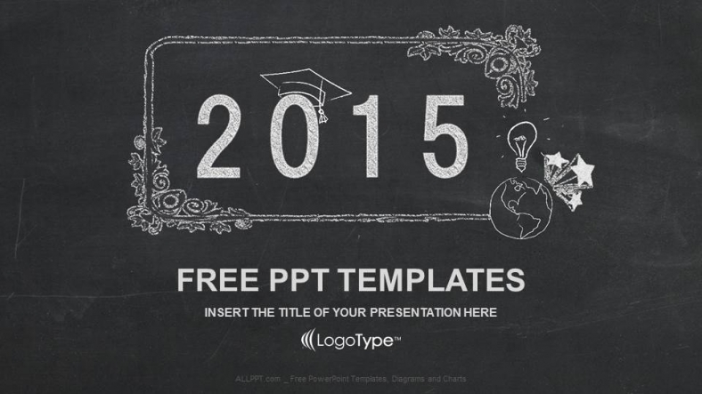 Mẫu Powerpoint chúc mừng năm mới 2015 trên bảng đen