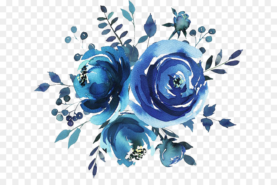 Hoa xanh màu nước