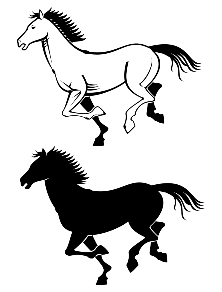 Vector ngựa trắng và đen