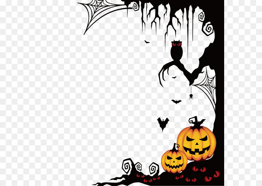 Khung hình hallowen trắng đen và bí ngô