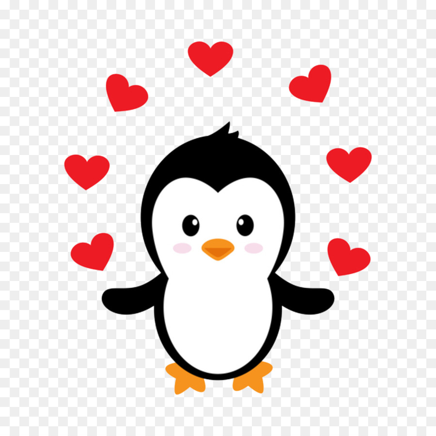 Hình png chim cánh cụt và trái tim