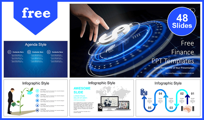 Mẫu Powerpoint ký hiệu đô la kỹ thuật số