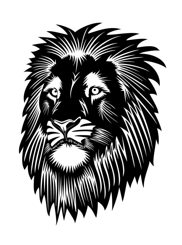Vector đầu sư tử trắng đen