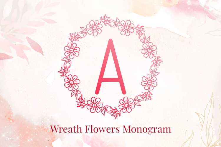 Font đám cưới wreath flowers monogram