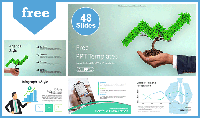 Mẫu Powerpoint biểu đồ tài chính đang phát triển của cây