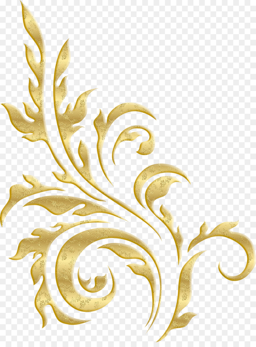 Hình png hoa văn cổ điển màu vàng