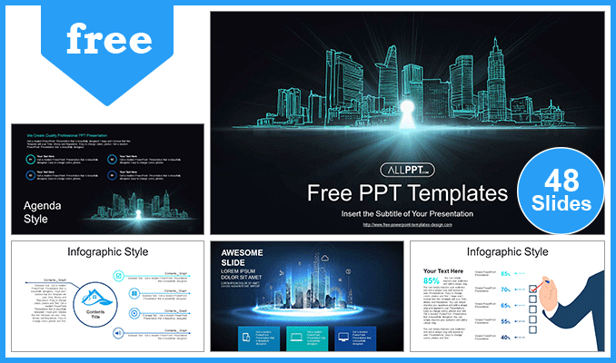 Mẫu Powerpoint lỗ khóa thành phố tương lai