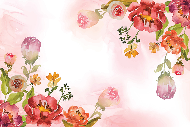 Watercolor flower frame background Free Vector 